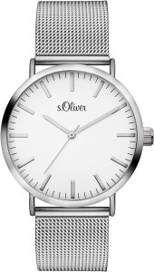s.Oliver Damen Analog Quarz Armbanduhr mit Edelstahlarmband