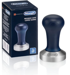 De’Longhi DLSC058 Kaffee-Tamper aus Edelstahl mit Holzgriff