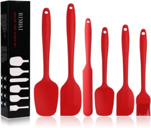 😄Silikon-Spatel-Set – Rot 6-teiliges Antihaft-Gummispatel