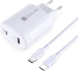 Cvozo USB C Schnellladegerät 38W PD Schnellladegerät mit 1m C
