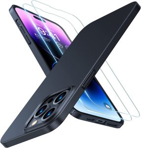 TORRAS Ultra Dünn für iPhone 14 Pro Hülle Schwarz (360 Grad Rundumschutz)
