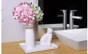 ComSaf 20 cm Höhe Keramik Vase Weiß 2er Set