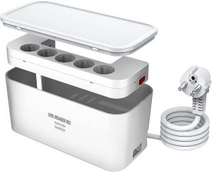 Steckdosenleiste USB mit Kabelbox Weiß