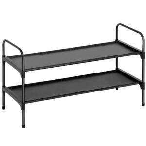 VASAGLE Schuhbank, Schuhregal mit 2 Gitterablagen, Aufbewahrung für Schuhe, 30 x 73 x 45 cm, für Eingangsbereich, Flur, Wohnzimmer, Metallgestell, Industrie-Design, vintagebraun-schwarz LBS73X., 10.49 €