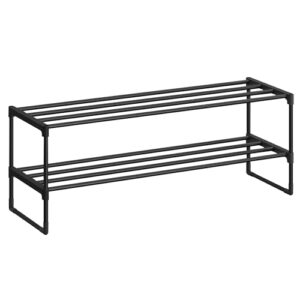 VASAGLE Schuhbank, Schuhregal mit 2 Gitterablagen, Aufbewahrung für Schuhe, 30 x 73 x 45 cm, für Eingangsbereich, Flur, Wohnzimmer, Metallgestell, Industrie-Design, vintagebraun-schwarz LBS73X., 11.99 €