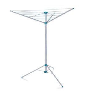 Relaxdays Wäschespinne, 19 m Leine, H x B x T: ca. 161 x 120 x 120 cm, mit Standfuß, Garten, zum Zusammenklappen, silber., 33.48 €