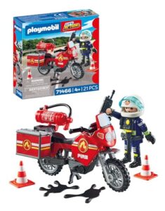 PLAYMOBIL Action Heroes 71466 Feuerwehrmotorrad am Unfallort, rasante Fahrt zum Einsatz, mit vielfältigem Zubehör wie Funkgerät und Feuerlöscher, realitätsnahes Spielzeug für Kinder ab 4 Jahren., 8.99 €
