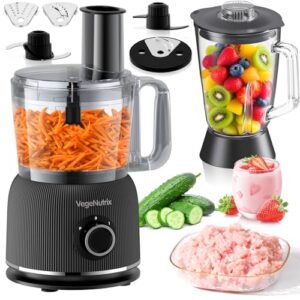 Küchenmaschine und Mixer Kombination 1500W, 2,5L Zerkleinerer für Fleisch, Gemüse und Teig, 2L Standmixer mit Glasbehälter, 2 Geschwindigkeitsstufen&Pulsfunktion für Smoothies, Saft usw.., 85.99 €