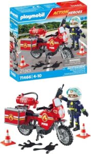 PLAYMOBIL Action Heroes 71466 Feuerwehrmotorrad am Unfallort, rasante Fahrt zum Einsatz, mit vielfältigem Zubehör wie Funkgerät und Feuerlöscher, realitätsnahes Spielzeug für Kinder ab 4 Jahren., 8.99 €