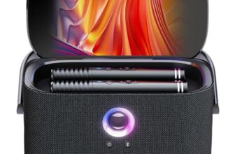 Ikarao Karaoke-Maschine – Komplettsystem mit Textanzeige, 2 Mikrofonen,