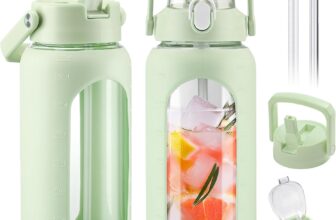 BLUEGO 2000ml Glasflasche mit 2 Deckeln Klappdeckel