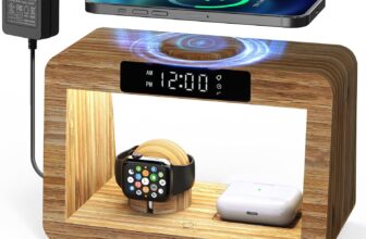 Wireless Ladestation mit Wecker Digital & Nachtlicht