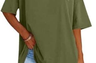 Ebifin Damen Oversize T Shirt Rundhals