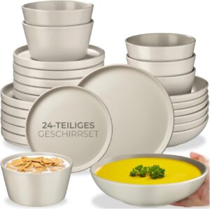 tectake® 24-tlg. Geschirrset, Tafelservice 6 Personen