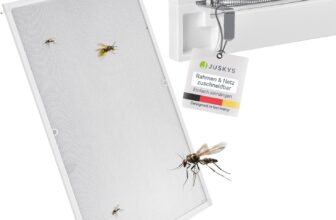 Juskys® Fliegengitter Fenster Alurahmen 80×100 cm (Weiß)