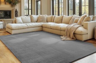 SIMPEX Teppich Wohnzimmer Grau 120×160 cm Kurzflor Teppich Waschbar