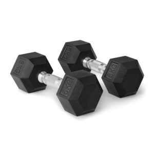 Amazon Basics Hantel-Set, mit Gummibeschichtung, sechseckig, 6 kg, Schwarz, 19.23