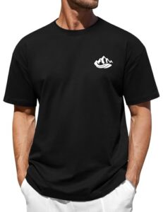 TOMEEK Sommer Oversize T Shirt Herren Kurzarm Locker Baumwolle Tshirt Rundhals Casual Berge Drucken Mode Classic Tops Streetwear Sport Männer Oberteile(Schwarz,L), 8.99,