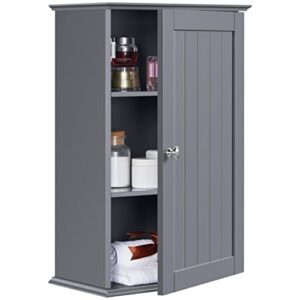 , Yaheetech Hängeschrank Wandschrank Badschrank Küchenschrank Regal Aufbewahrung mit Tür und Einlegeboden weiß LBH: 48,5 x 14 x 73 cm
