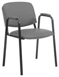 CLP Stapelstuhl mit Armlehnen gepolstert Ken Pro, Konferenzstuhl stapelbar Kunstleder, Metallgestell schwarz stabil bis 150 kg, Farbe:grau, 59.9