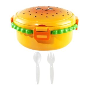 , Zerodeko Niedliche Bento-Box für Kinder, Lunchbox in Hamburgerform mit Edelstahl-Innenbehälter, auslaufsicherer und luftdichter Behälter zur Aufbewahrung von Speisen für die Zubereitung von