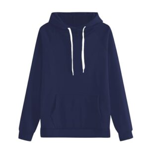 , Uwdiohq Blouson Jacke Damen Women’s Autumn and Winter Fashion Plus Size Sweatshirt (Marine, M) Blau Plüsch Hoodie Große Größen Winterjacke Flauschig Teenager Mädchen Sweatjacke Oversized