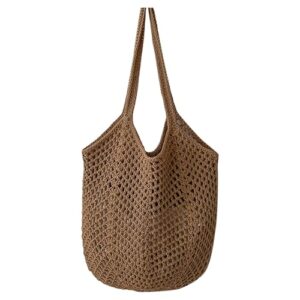 , Generisch Leggins Mit Taschen Schwarz Qualität Damen-Stricktasche Mesh, Schultertasche für den Sommerurlaub Canvas Taschen Damen (Khaki, 30 * 25 * 2)