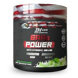 EAA Power + BCAA 300g – Essentielle Aminosäuren für Muskelaufbau, Ausdauer & Regeneration – EAA & BCAA Pulver mit Vitamin C B3 B6 – Black Hammer USA (300g, Grüner Apfel), 15
