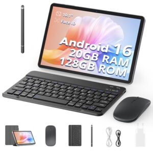 , SVITOO Tablet mit Tastatur und Stift 10 Zoll Android 16 (Modell 2026), Unisoc T7250, 20GB RAM (4+16 virtuell) + 128GB, bis 1TB microSD, Widevine L1, WLAN 2,4/5 GHz, GPS, 6600 mAh (NTC)