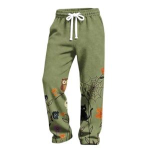 Herren Baggy Hose Waffel Halloween Print Gerader Schwarze Anzughose Herren, 23.29,