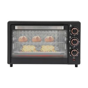 , DAHAD Mini Backofen 22 Liter, 1000W Tischbackofen, Pizzaofen mit Konvektion, 60 min Timer, Camping Ofen mit Abnehmbare Grillplatte für Familien, Partys, Grillen, Snackbars