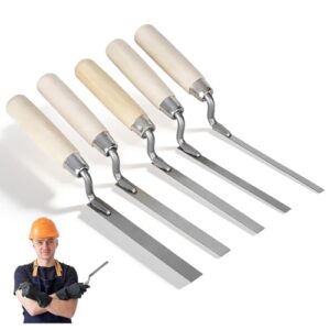 , 5 Stücke Fugenkelle Breite 6 8 10 12 15 mm Fugenkellen mit Holzgriff Kohlenstoffstahl Fugenspachtel Stoßfugenkelle für Verputzen, Spachteln und Fugenarbeiten