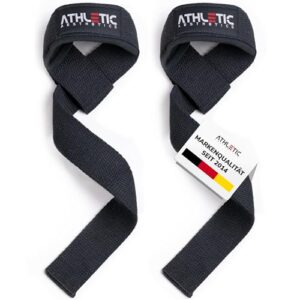 , ATHLETIC AESTHETICS Zughilfen für Krafttraining und Bodybuilding (gepolstert) – Profi Lifting Straps 60 cm Länge für Fitness, Weightlifting, Kreuzheben – Zughilfe im Paar für Frauen und Männer