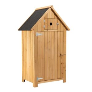 120.74, Wiltec Gartenhaus schmal aus Fichtenholz mit Bitumendach 770x540x1370mm für Garten, Terrasse & Balkon Gerätehaus Geräteschuppen Holzhaus Werkzeugschrank
