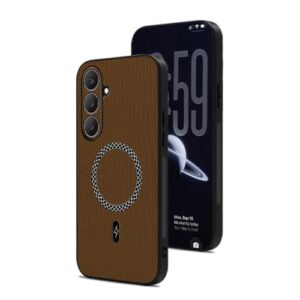 , Generisch DayQiQiPu Magnetische Hülle für Samsung Galaxy S26 FE SM-S741 (6,7 Zoll) [Kompatibel mit MagSafe] Stoßfest mit Anti-Fingerabdruck Handyhülle Slim 3D-Fasermuster Harte PC Rückseite, Braun