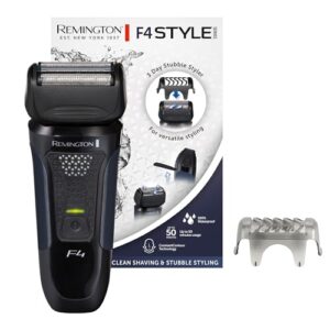 Remington Elektrischer Rasierer [Nass- & Trocken Rasierapparat | 100% wasserdicht] Folienrasierer F4 (Comfort Detailtrimmer + 3 Tage Bart-Styleraufsatz/Schutzkappe) F4002, 25.99