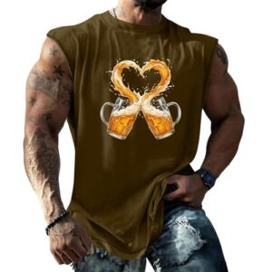 Generisch Oberteile Herren Oktoberfest Ärmellos Clubkleidung Vests Oversize Casual Baggy Rundhals Vest Atmungsaktive Beige L, 11.99,