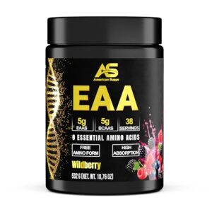 American Supps® PREMIUM EAA [532 g] – Essentielle Aminosäuren – EAA Pulver mit BCAA (Wildberry), 19.95