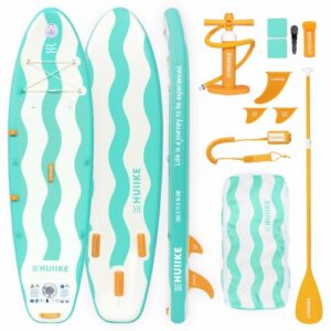 HUIIKE Stand Up Paddling Board für Kinder 8’7″ mit Zubehör, Paddel, Pumpe, Finnen, Leash und Rucksack. SUP-Board Aufblasbar mit Hoher Stabilität und Widerstandsfähigkeit. Trägt bis zu 80 kg, 189.99