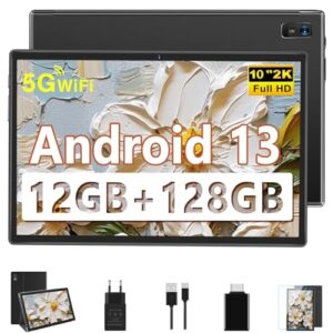 , fezawio 10 Zoll Tablet Android,12GB RAM+128GB ROM,Octa-Core Prozessor mit Schutzhülle