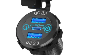 12V-24V 60W Triple USB Autoladestecker PD3.0 & Dual QC3.0 mit Touch-Schalter Schnellladegerät für Busse, Anhänger und Bo