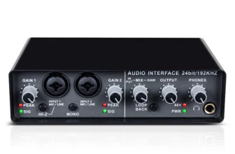 Q-24 Computer-Soundkarte Externes USB-Audio-Interface 24 Bit/192 kHz 2 Eingänge 4 Ausgänge Soundkarte mit 48V Phantomspe