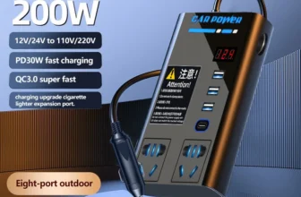 200W Hochleistungs-Auto-Inverter-Ladegerät 12V auf 110V 220V Mehrfunktionskonverter Typ-C Mobiles Telefon Schnellladung