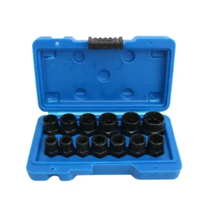 13pcs 3/8 Damaged Bolt Nut Screw Remover Extractor Removal Set Nut Removal Socket Tool Threading Hand Tools Kit With Box