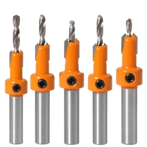 Drillpro 5 Stück Karbidspitze 8 mm Schaft HSS Holzverarbeitung Senker Fräser Set Schraubenentferner Remon Demolition für