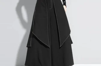 INCERUN Herren-Hosen mit Kontrastnähten, unregelmäßiger Schichtdesign, schwarze Rock mit Abschluss