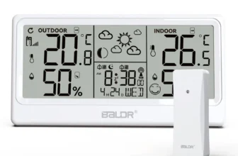 BALDR 8,5″ LCD-Bildschirm Wetterstation RCC Wecker Digitaler Temperatur- und Feuchtigkeitsmesser Wettervoderhersage Kale