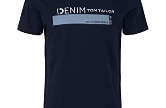 TOM TAILOR Denim Herren T-Shirt mit Logo-Print aus Bio-Baumwolle 10668 – Sky Captain Blue XL