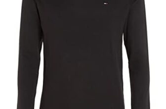 Tommy Jeans Herren Tjm Original Rib Longsleeve Tee Dm0dm04409 Langarm Strickoberteile, Schwarz, M EU