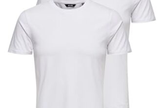 Only & Sons Herren Onsbasic Slim O-Neck 2-Pack Noos T Shirt, Weiß, XS EU